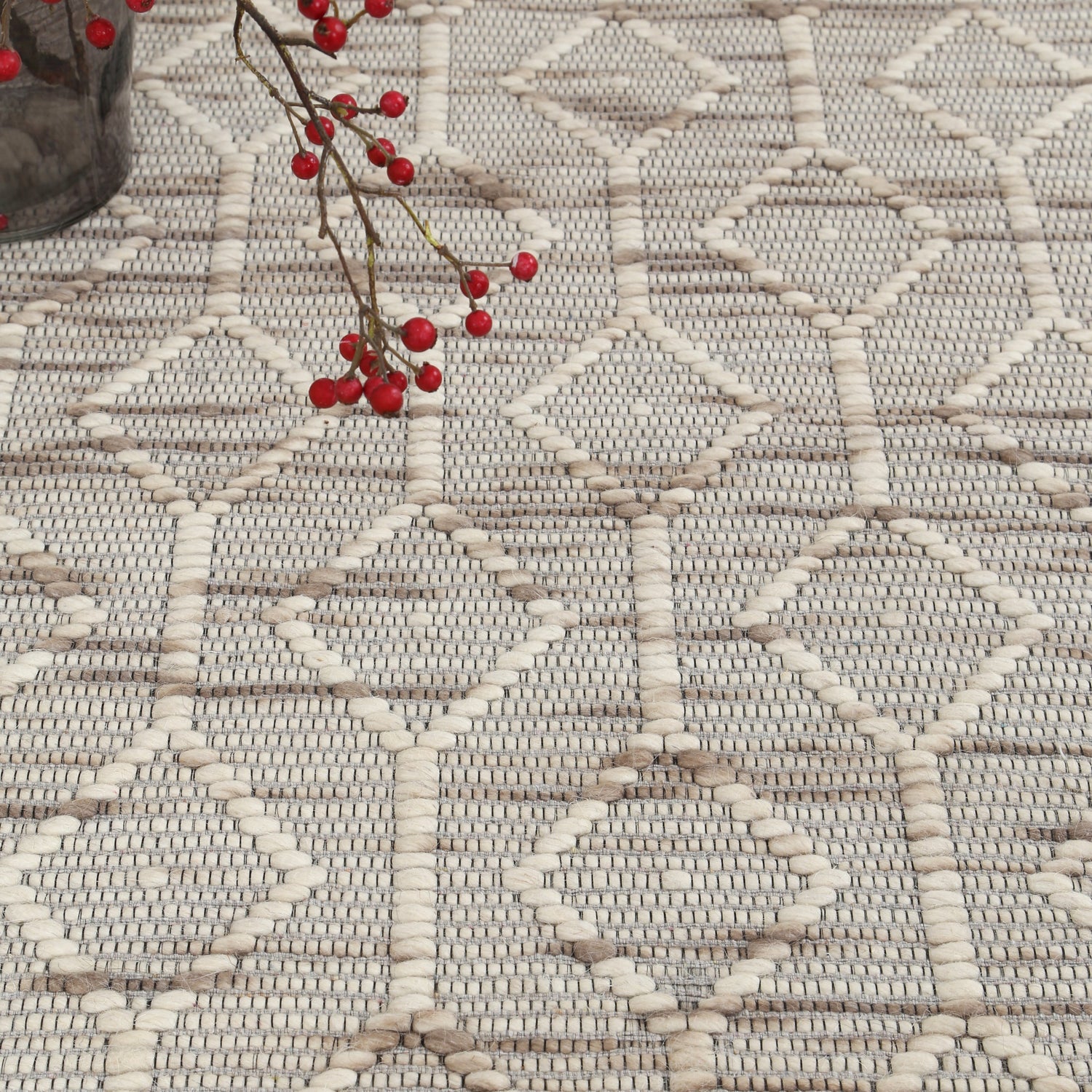 Copacabana Lattice Beige Wool Rug