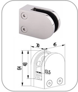Glass Clamp - Glass to Wall / Square Post  - D Front