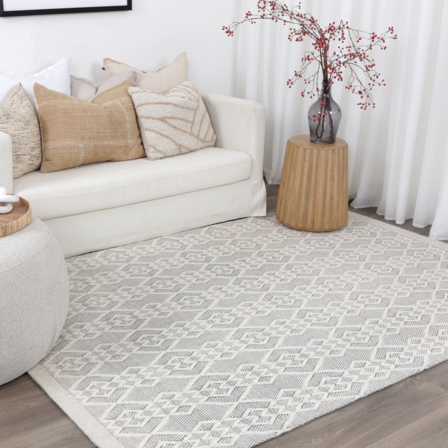 Copacabana Diamond Grey Wool Rug