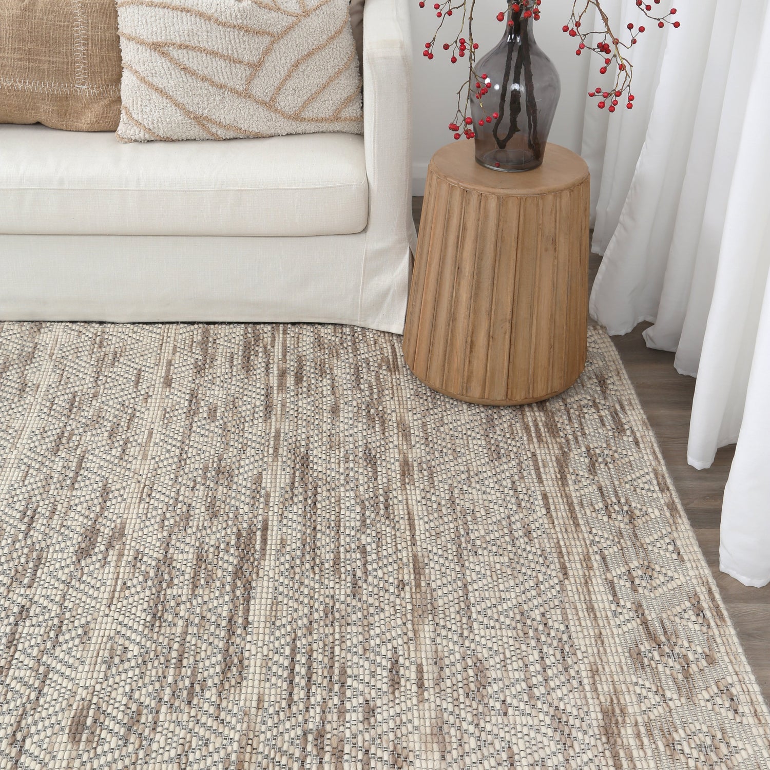 Copacabana  Chevron Beige Wool Rug