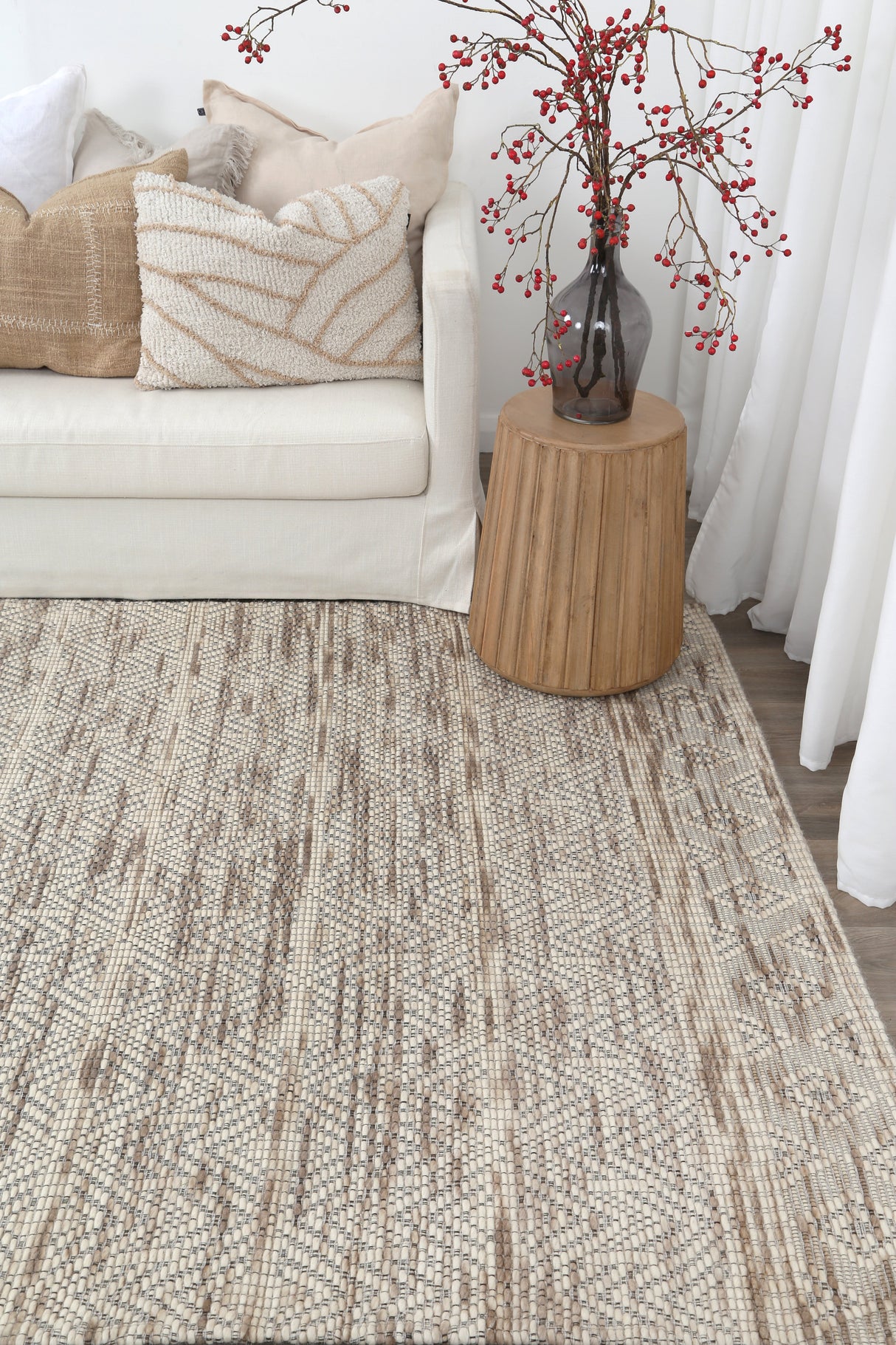 Copacabana  Chevron Beige Wool Rug