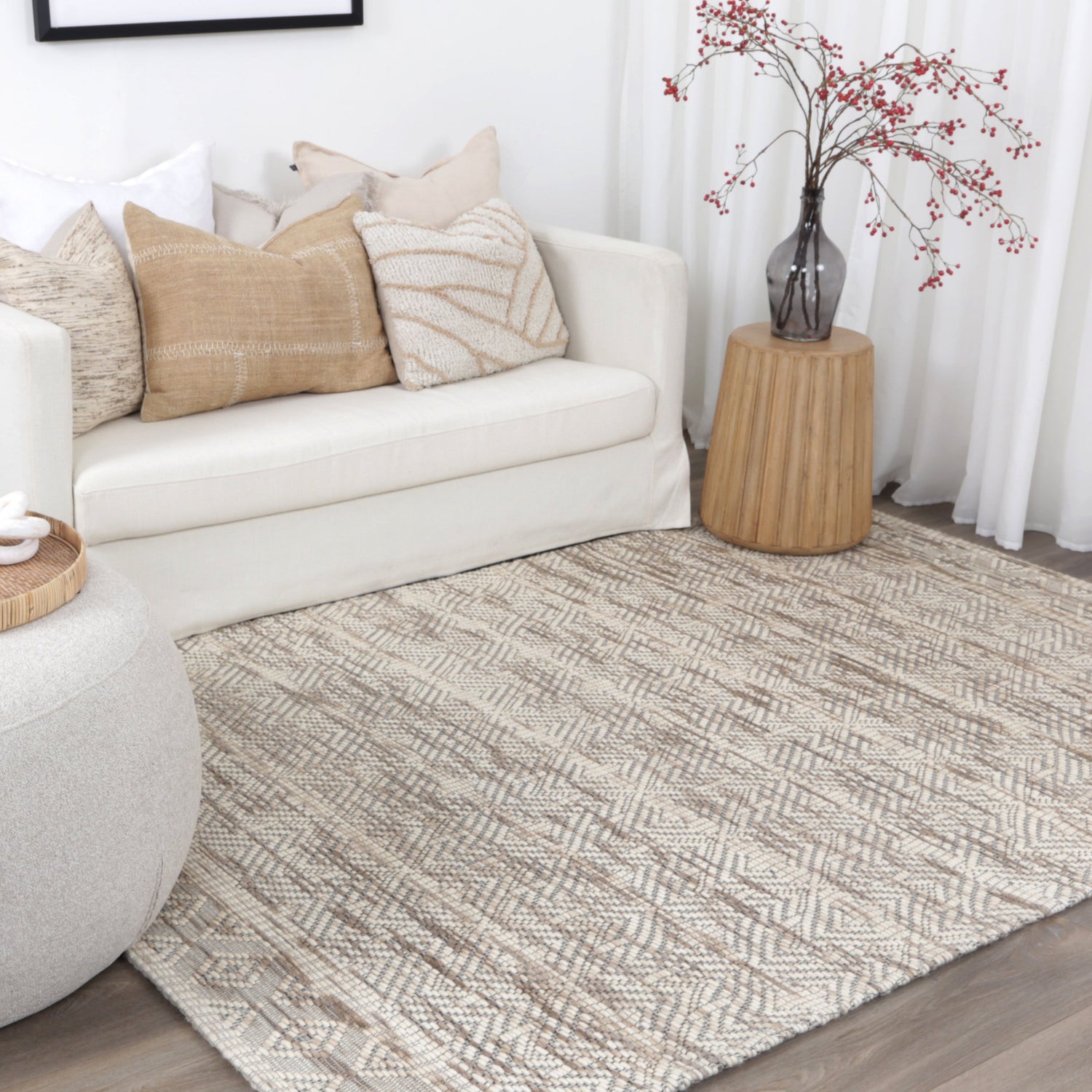 Copacabana  Chevron Beige Wool Rug