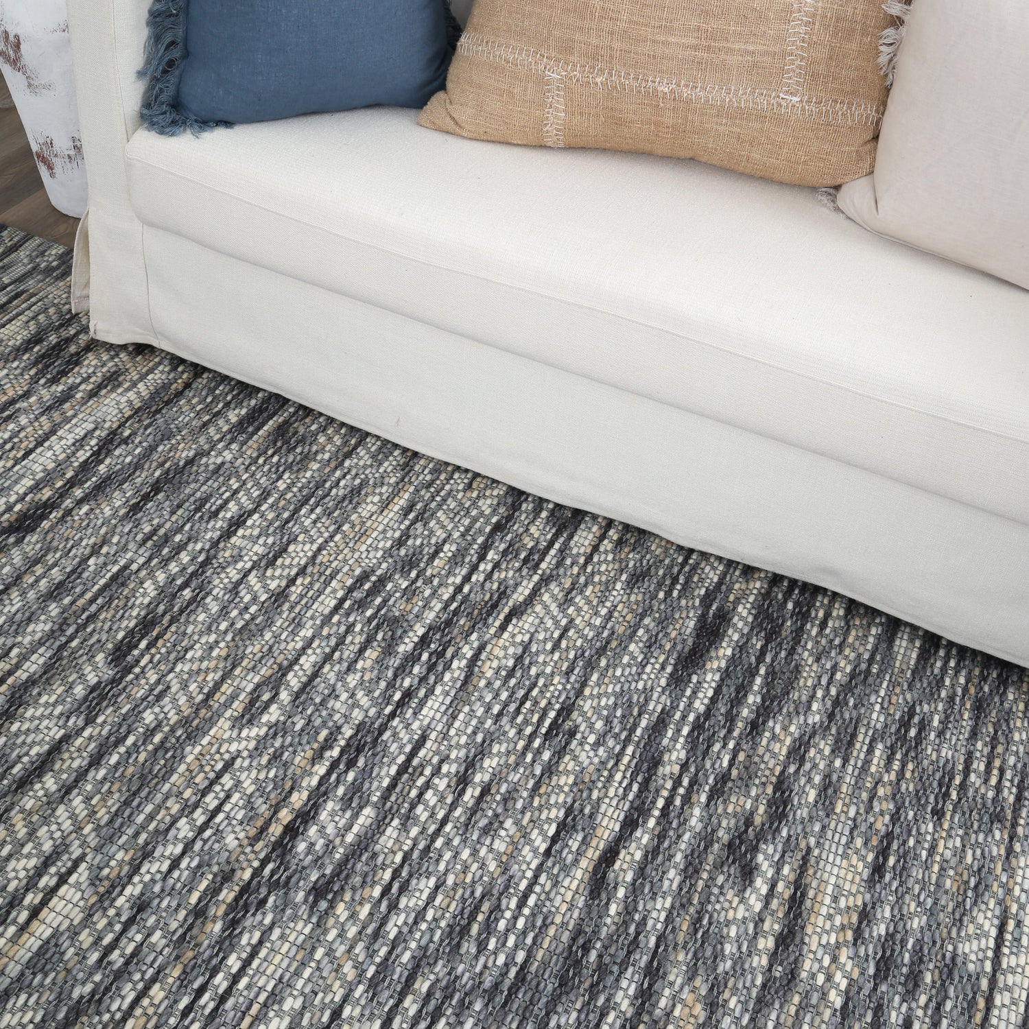 Copacabana Chevron Stone Wool Rug