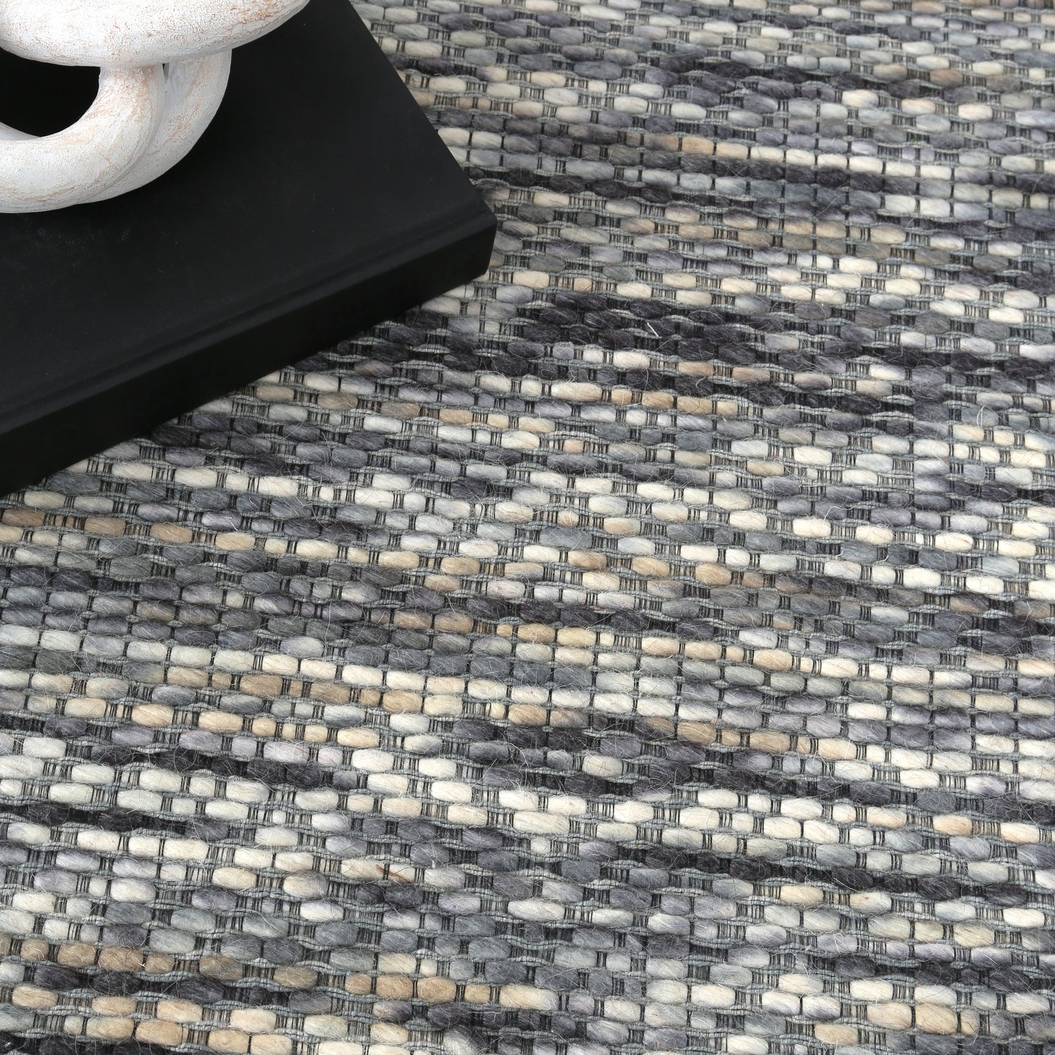 Copacabana Chevron Stone Wool Rug