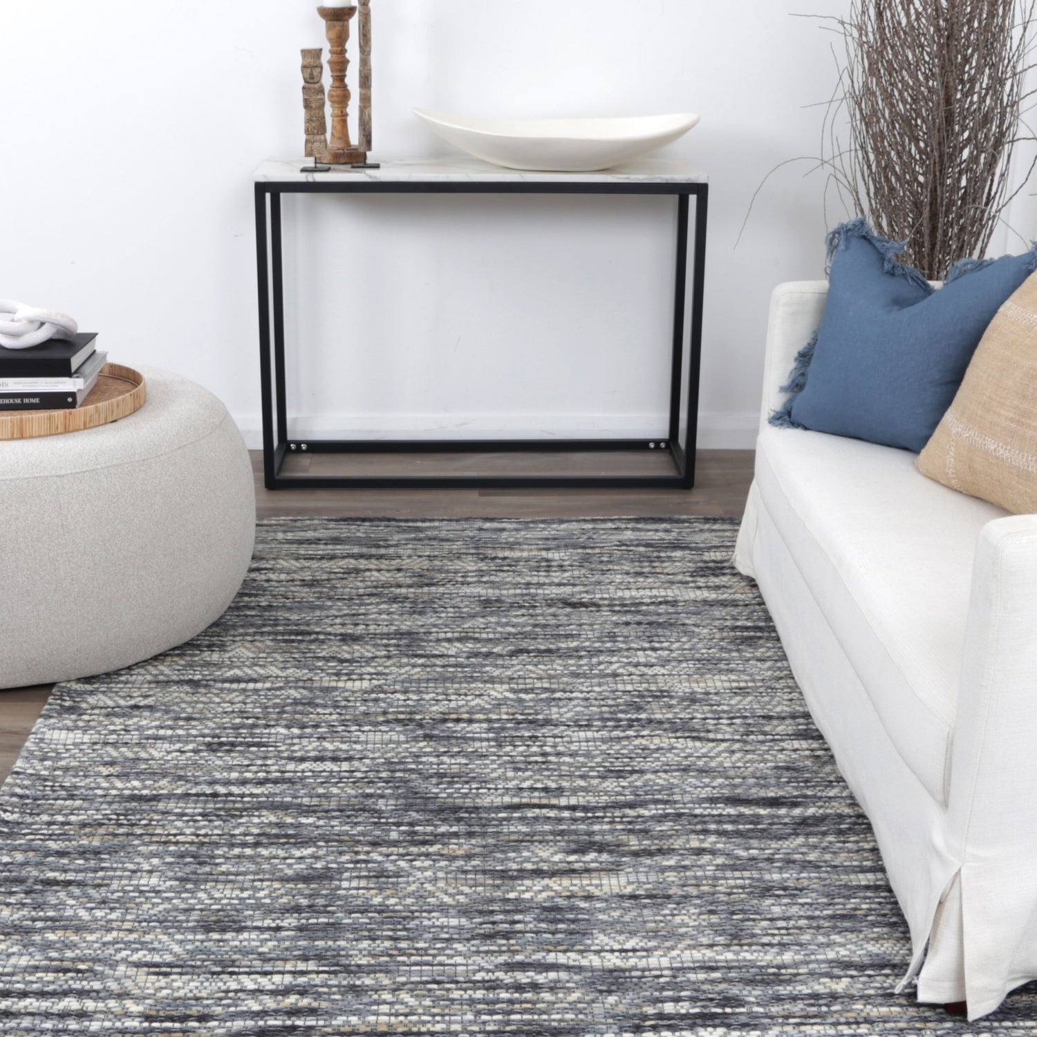 Copacabana Chevron Stone Wool Rug