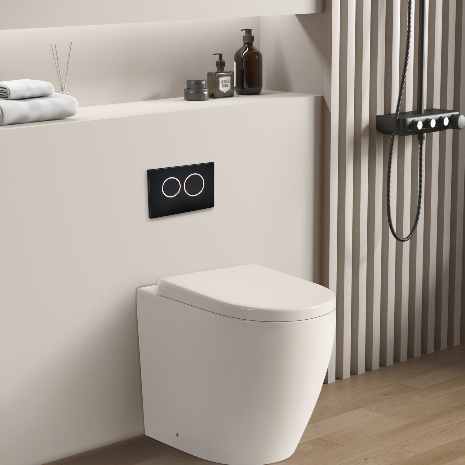 Elvera Rimless Extra Height Wall Faced Floor Gloss White Toilet