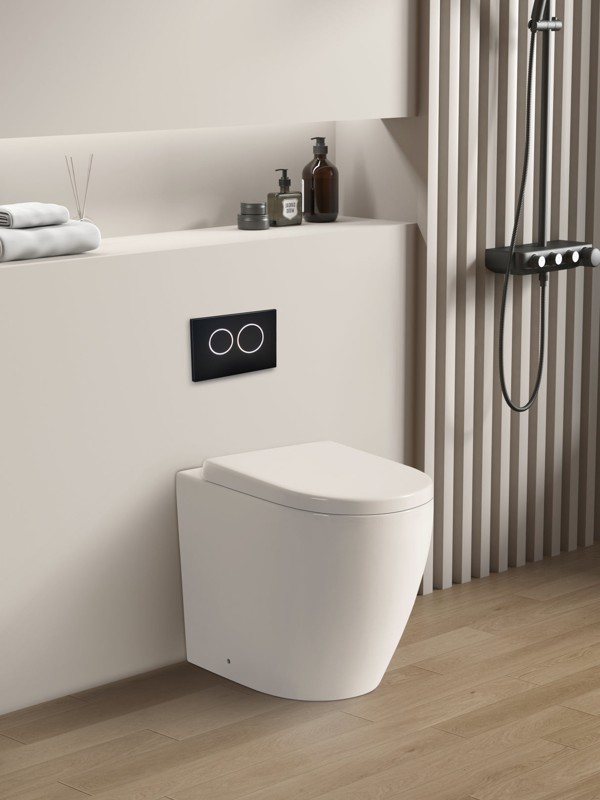 Elvera Rimless Extra Height Wall Faced Floor Gloss White Toilet