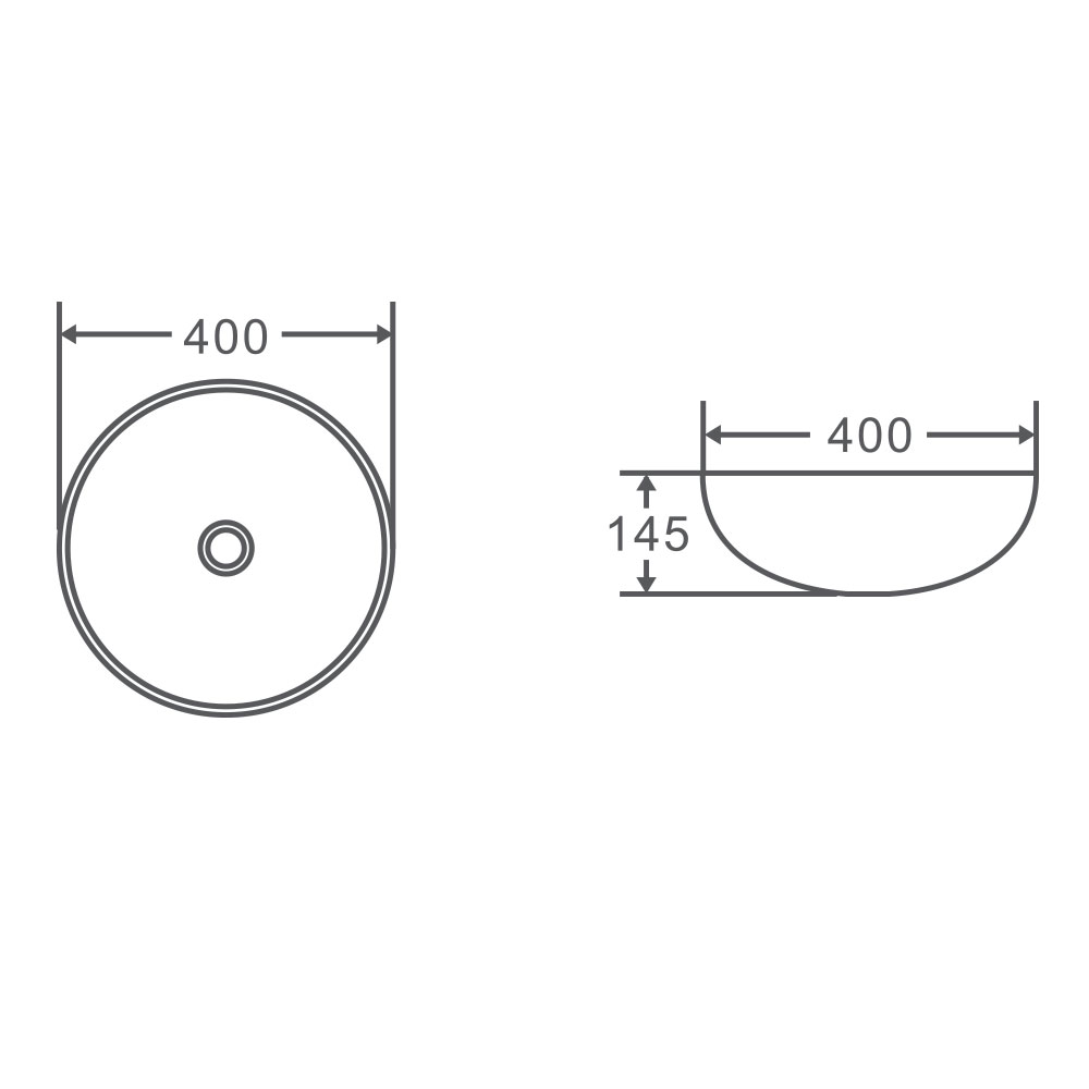 Spin 40 Above Counter Basin White (Round: 400x400x145)