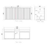 MARLO Wall Hung Vanity 1200mm Specification Drawing