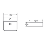 Vento 42M Rectangular Wall Hung Basin White 420mm*120mm