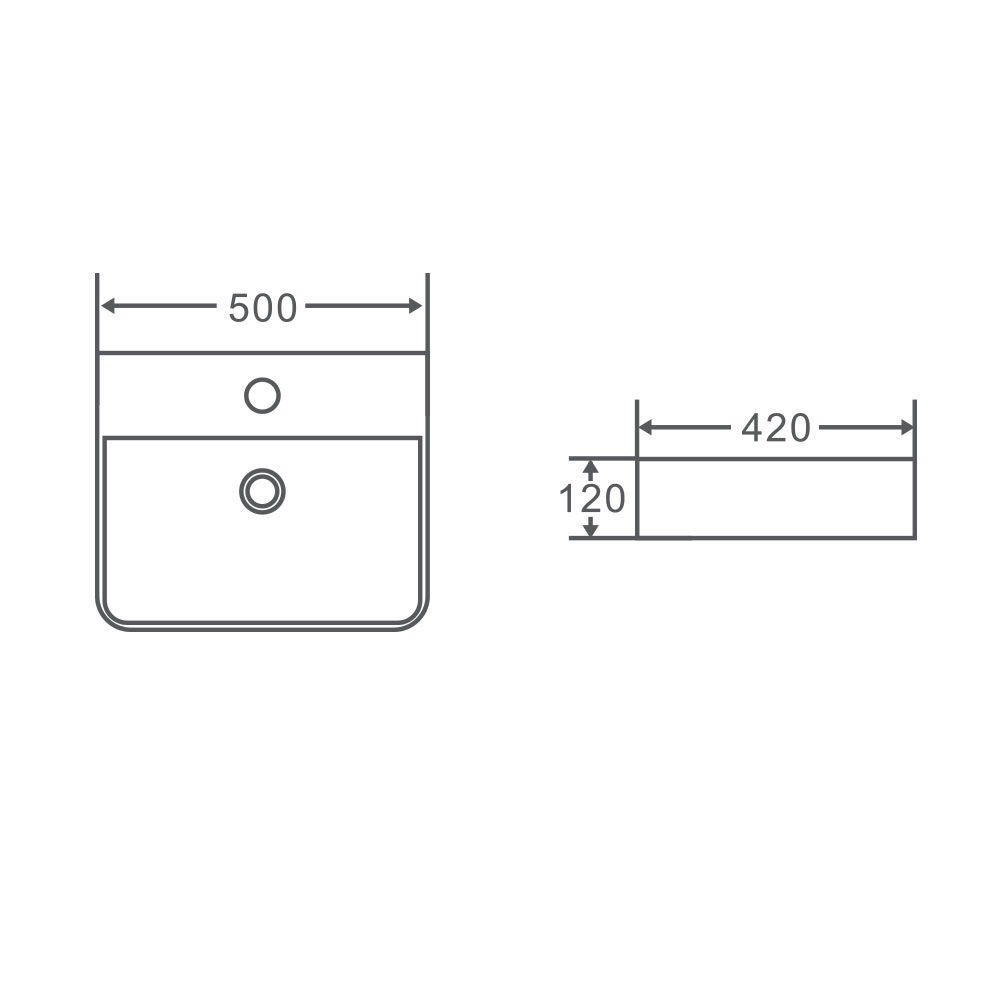 Vento 50M Rectangular Wall Hung Basin White 500mm*120mm