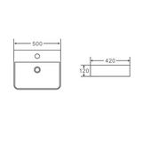 Vento 50M Rectangular Wall Hung Basin White 500mm*120mm