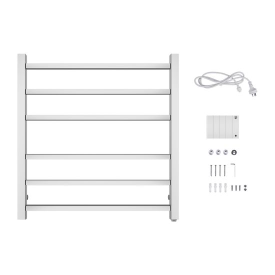 Square Electric Heated Towel Rack 6 Bars - Chrome