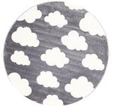 Piccolo Dark Grey and White Cloud Kids Rug