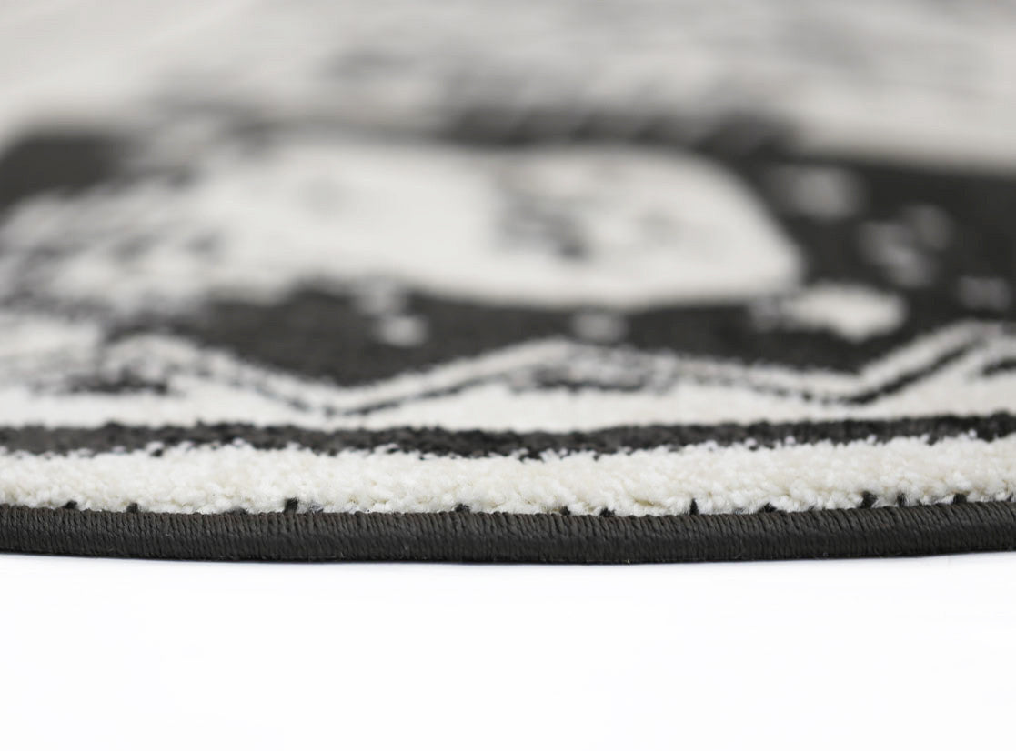 Piccolo Black and White Kids Camping Adventure Kids Rug