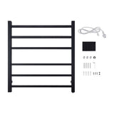 Square Electric Heated Towel Rack 6 Bars - Black