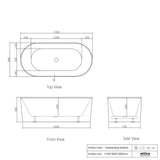 NOOSA Freestanding 1700/1500mm Non-Overflow Bathtub