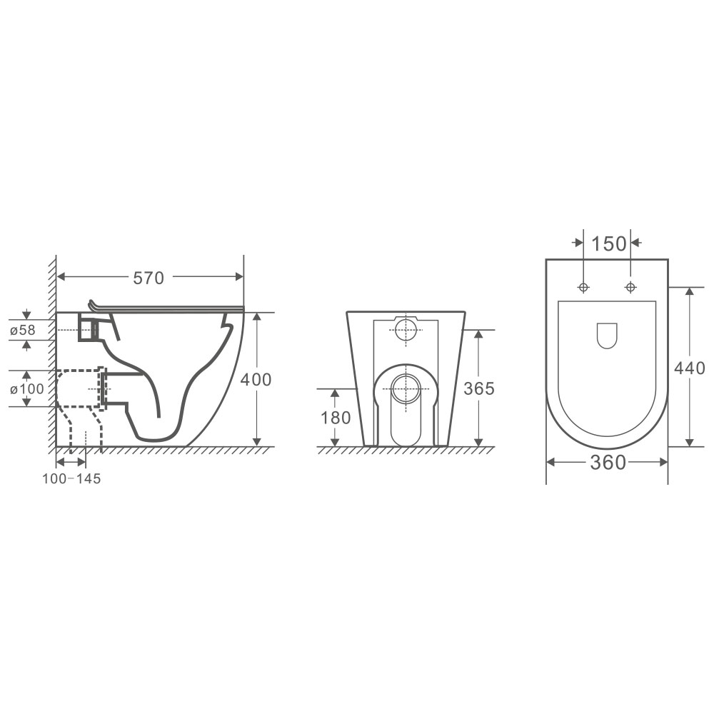 RAUL99 Wall Hung Toilet Floor Pan with Wall Hung Cistern Package