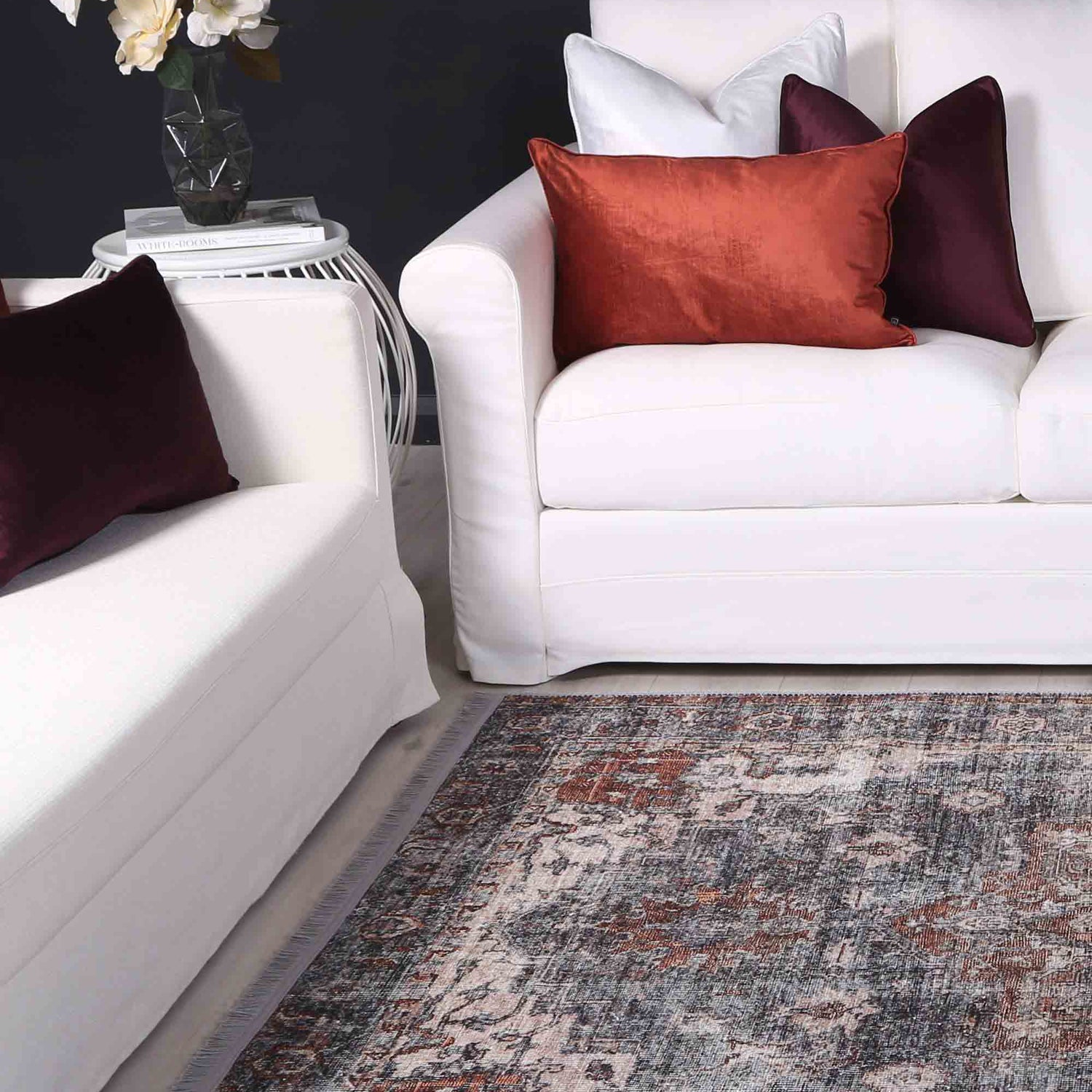 Crowne Waterproof Blue Oriental Rug