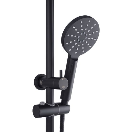 10'' Right Angle Round Shower Station Top Inlet - Matte Black
