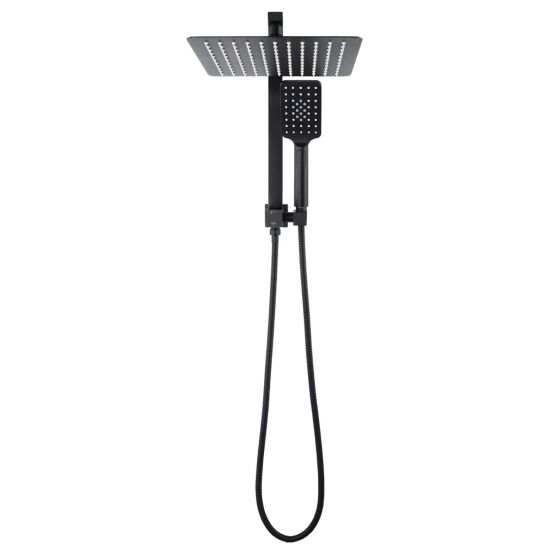 AQU 10" Square Shower Station Top Water Inlet - Black