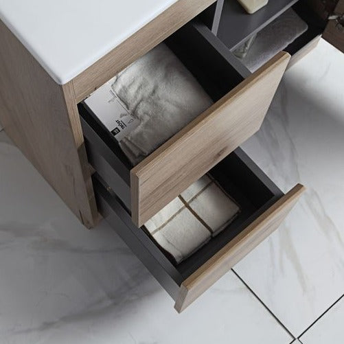 YORK Slim Freestanding Vanity Max Oak 750/900