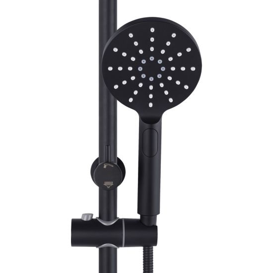 10'' Right Angle Round Shower Station Top Inlet - Matte Black