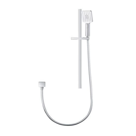3 Functions Square Hand Held Shower Set With Rail - Chrome