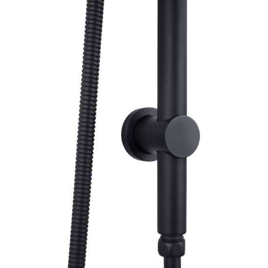 10'' Right Angle Round Shower Station Top Inlet - Matte Black