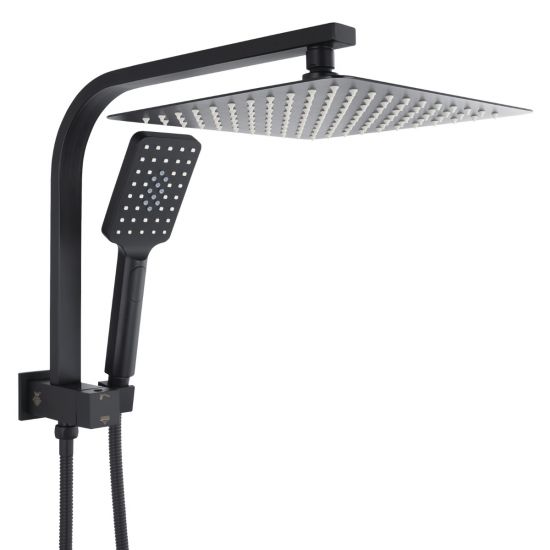 AQU 10" Square Shower Station Top Water Inlet - Black