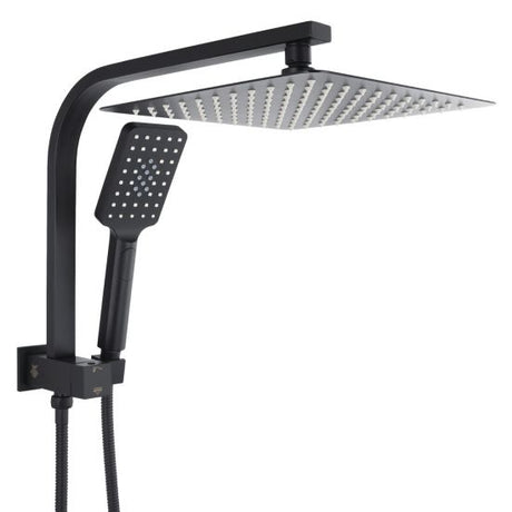 AQU 10" Square Shower Station Top Water Inlet - Black