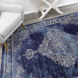 Arya Navy Blue Distress Rug