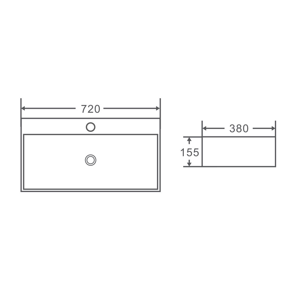 Rectangular Wall Hung Basin White 720mm*155mm