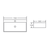 Rectangular Wall Hung Basin White 720mm*155mm