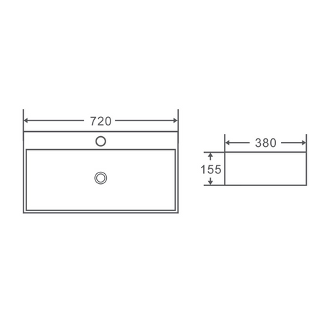 Rectangular Wall Hung Basin White 720mm*155mm