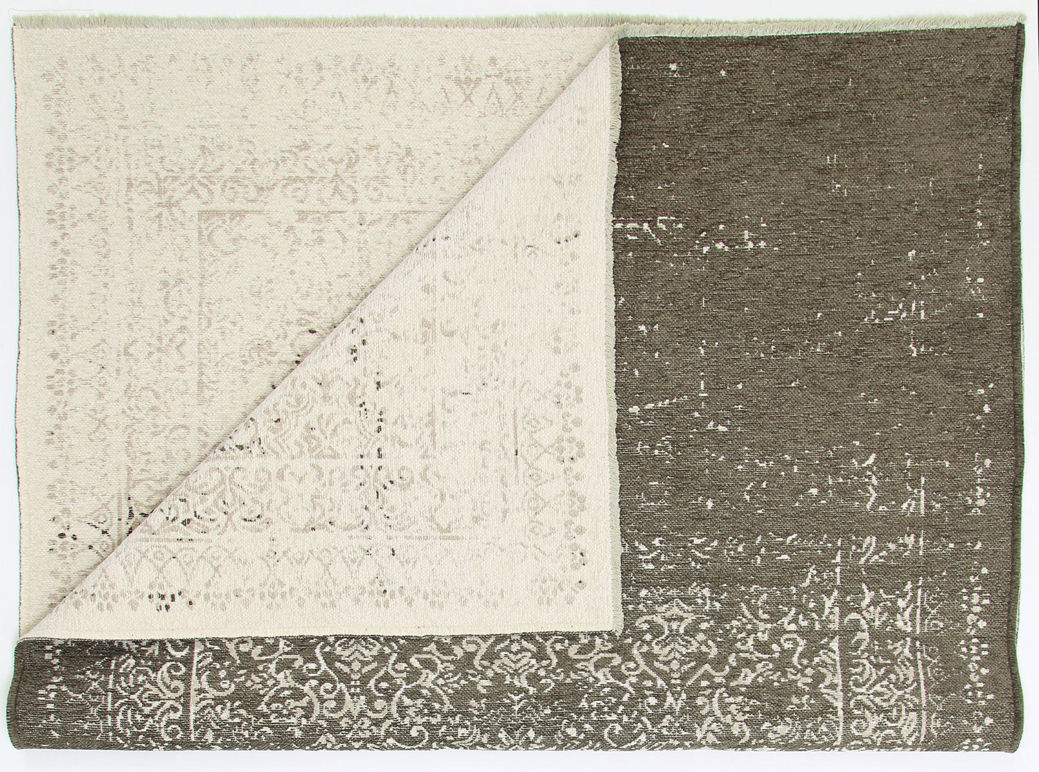 Rustic Vintage Distressed, Amazing 2 in 1 Reversible Rug Beige