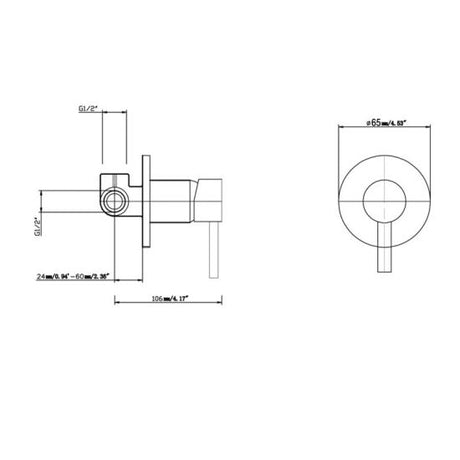 Pentro Round Shower Mixer With 65mm Thin Plate - Matte Black