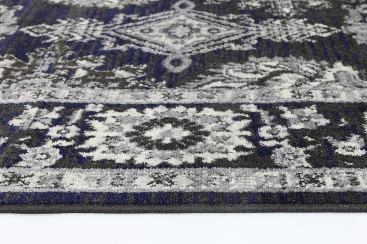 Arya Traditional Navy Grey Rug