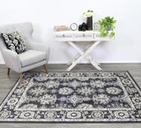 Arya Traditional Navy Grey Rug