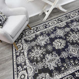 Arya Traditional Navy Grey Rug