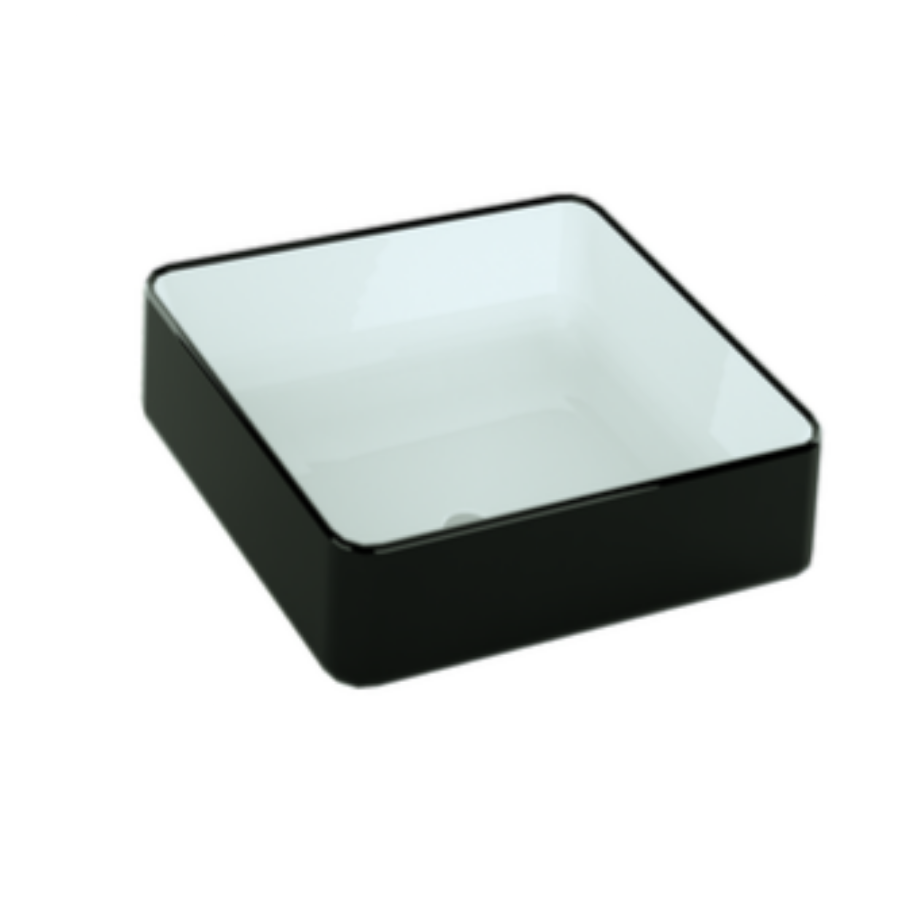 Stella Soft Gloss Black & White Basin (Square: 370x370x140)