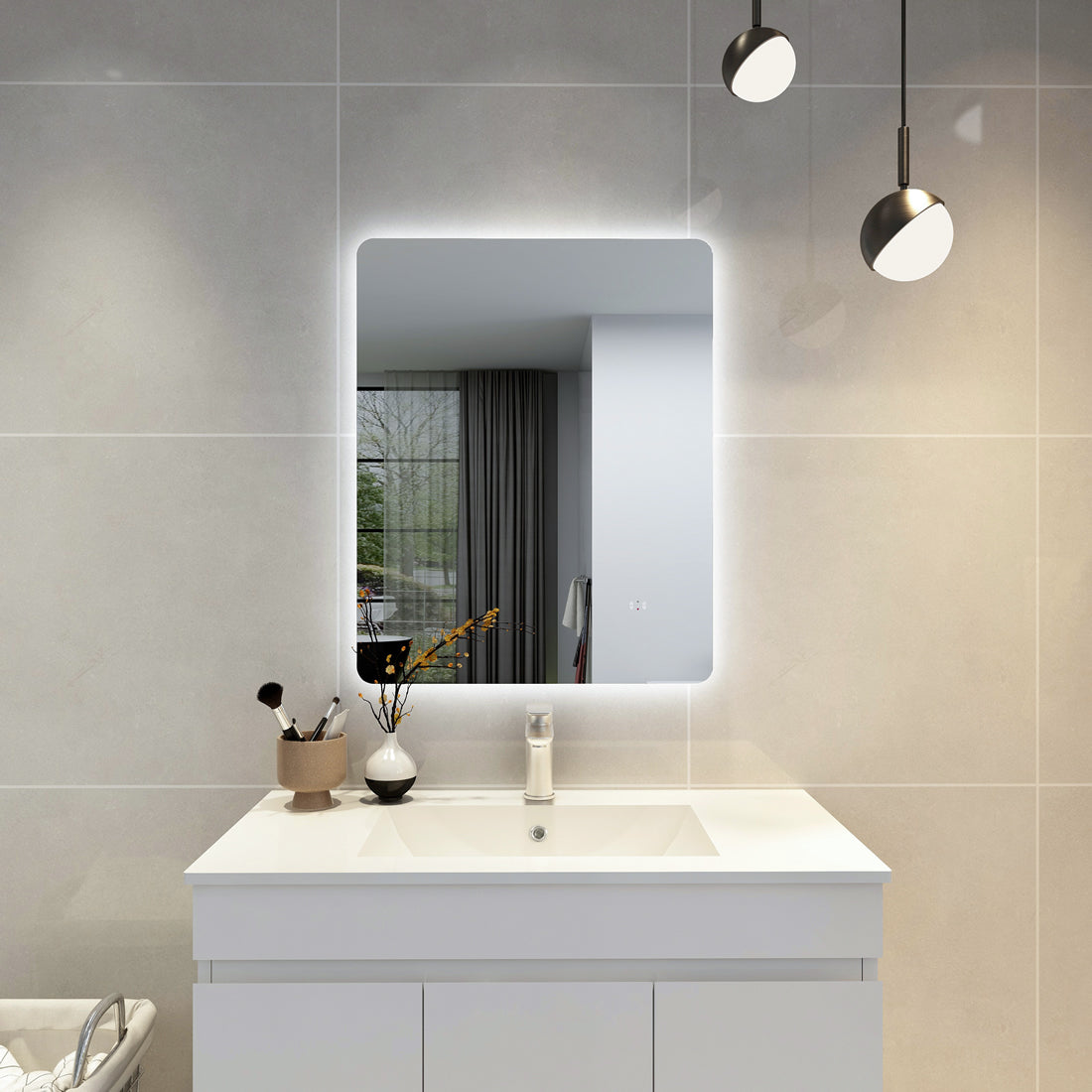 POS LED Rectangular Backlit Frameless Mirror 750/900