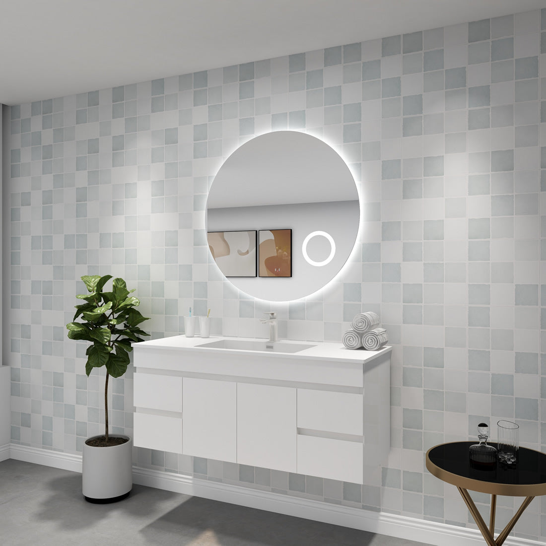 Poseidon LED Backlit Mirror with Magnifier 900mm