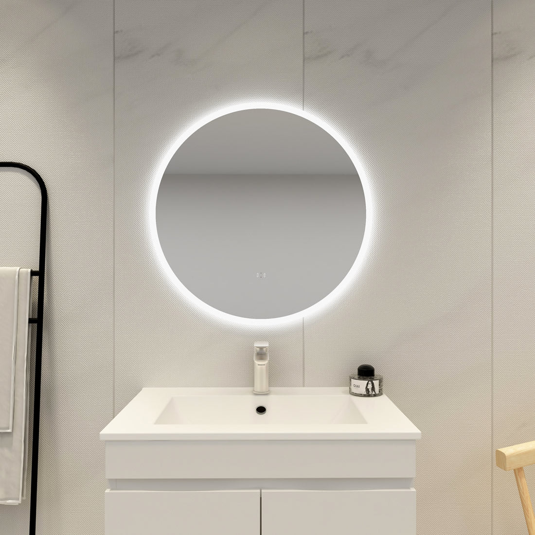 Poseidon Round LED Backlit Mirror With Acrylic Strip 600/700/800