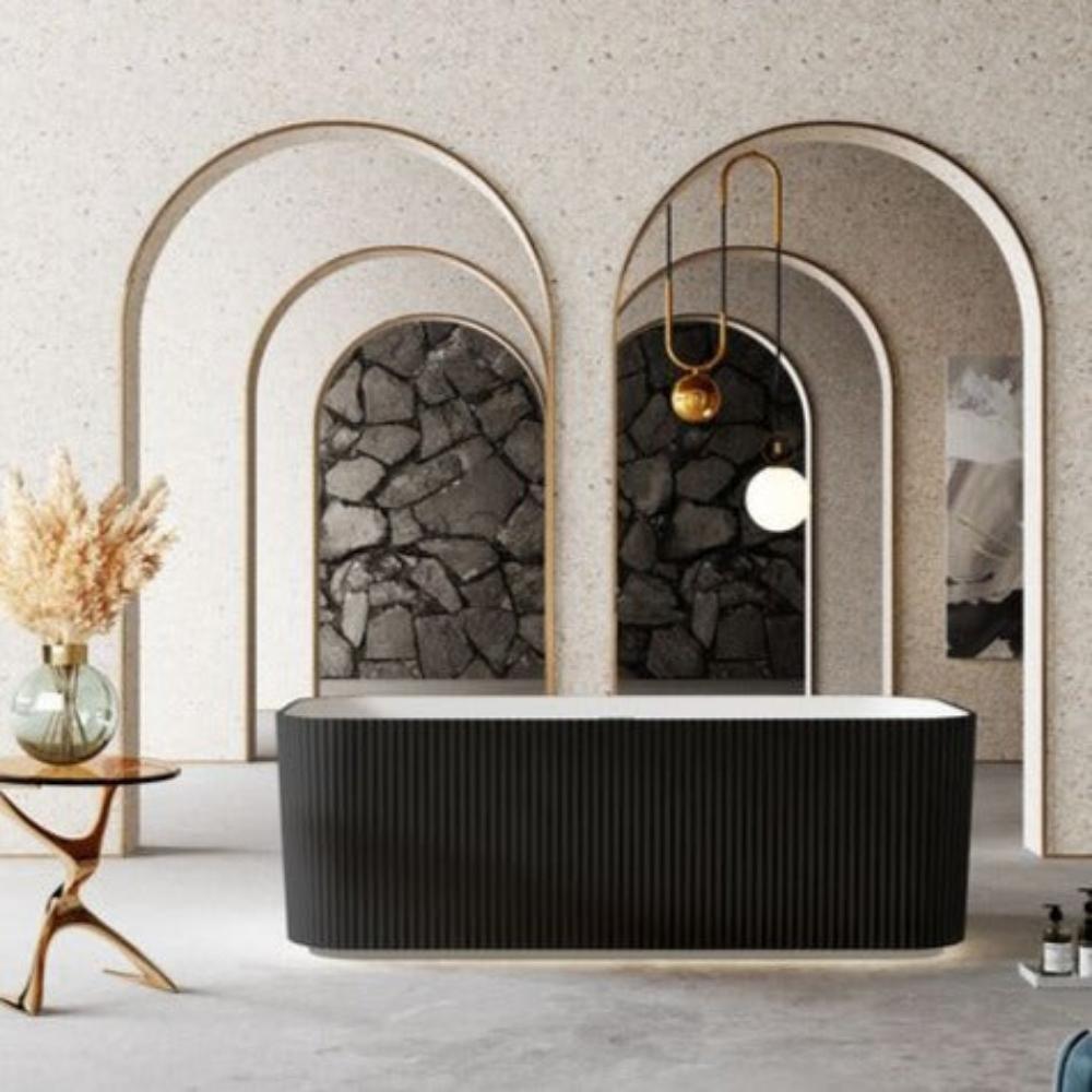 MILANO Free-Standing Bathtub with Non-Overflow (Matte Black & white) (1500/1700mm)