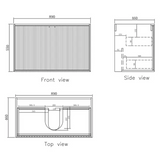 MARLO Wall Hung Vanity 900mm Specifications Drawing
