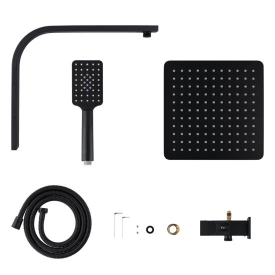 AQU 10" Square Shower Station Top Water Inlet - Black