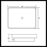Logan Soft Semi Recess Gloss Black & White Basin (Rectangle: 500x 370x140mm)