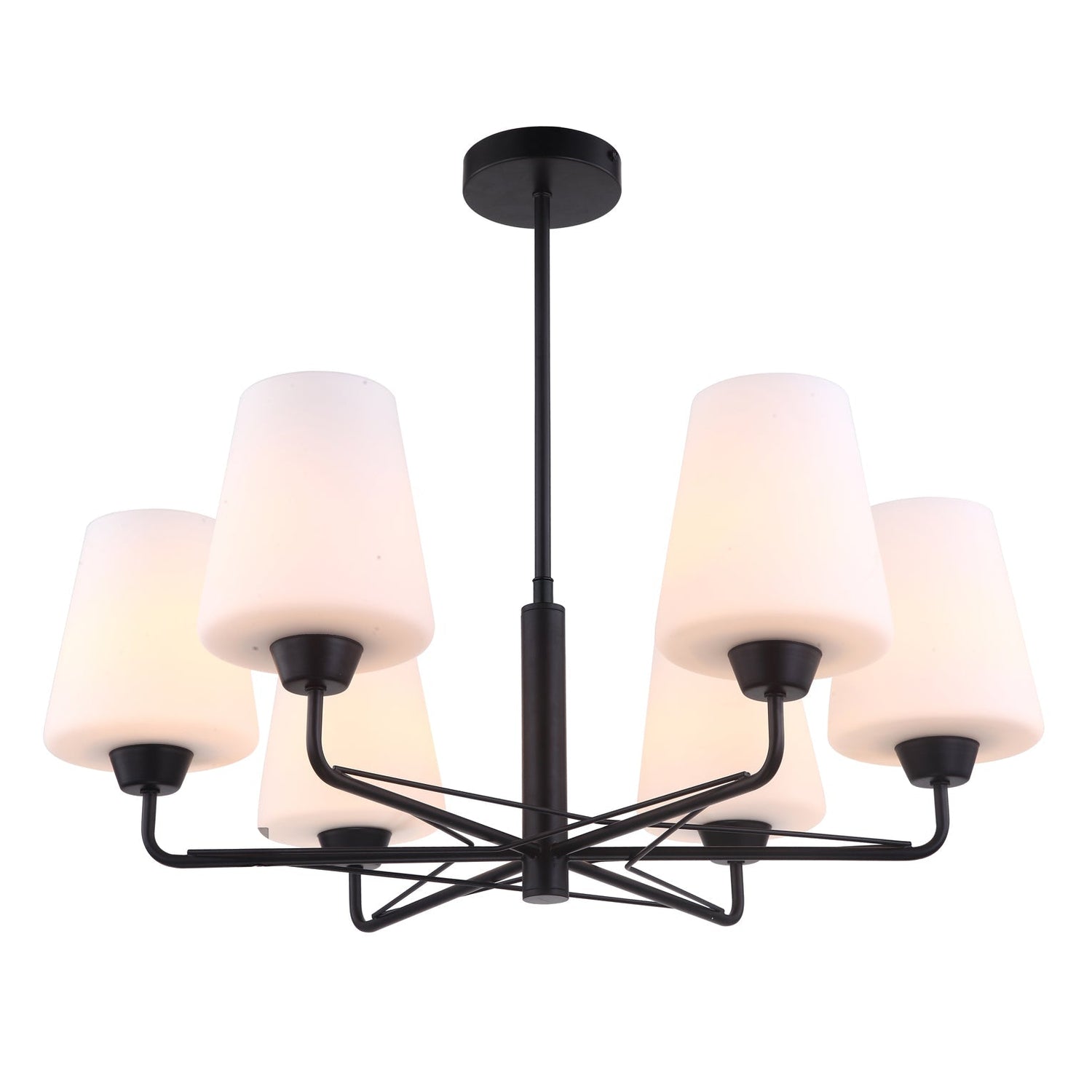 ABBEY: Interior Traditional 6 Lamps Opal Glass Pendant Lights