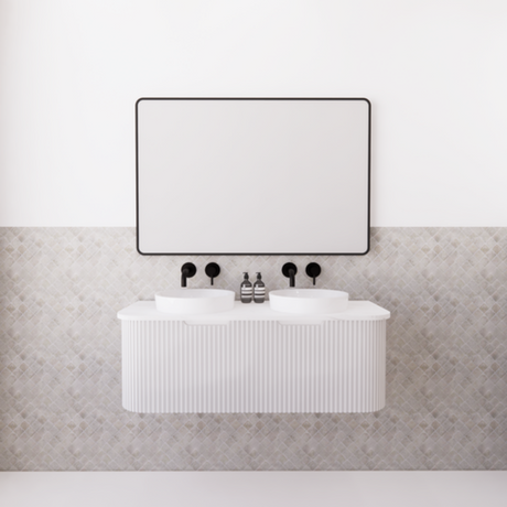 ABS BERGEN Wall Hung Double Bowl Vanity 1200mm (Matte White)